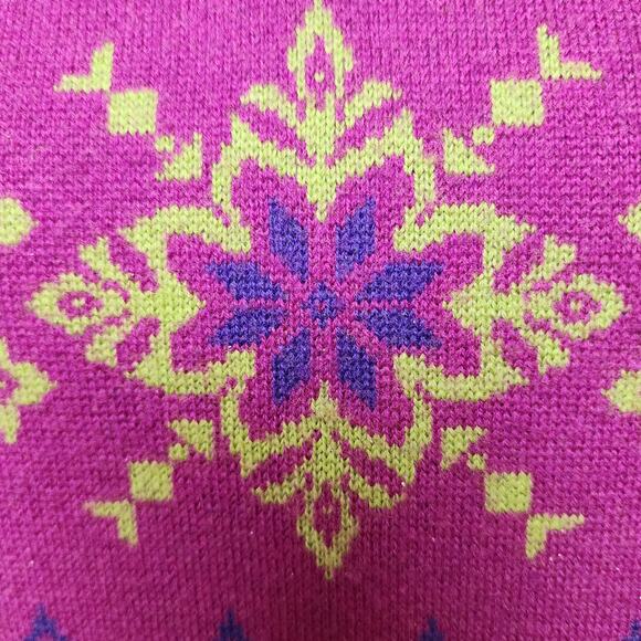 Neve Womens Lg 100% Wool 1/4 Zip Tight Knit Long Sleeve Ski Sweater Purple Green - Picture 3 of 6